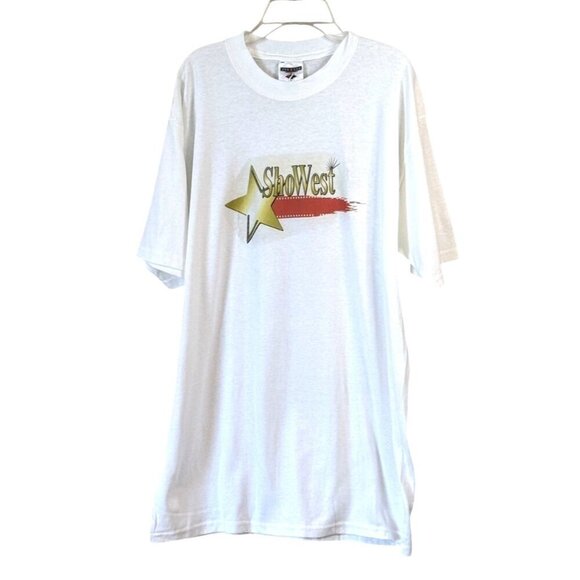 Jerzees "ShoWest" Promotional Short Sleeve Tee Shirt White Size L NWOT - Picture 1 of 4